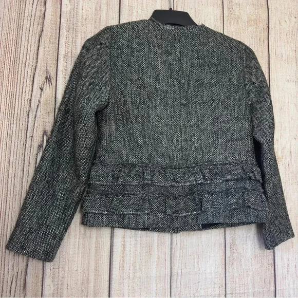 Talbots Womens Tweed Ruffle Trim Wool Blend Blazer Jacket size 4P - Picture 7 of 13